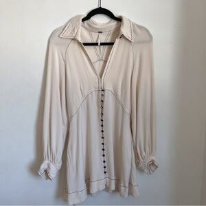 Free People Boho Cream Collared Dress